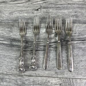 Lot (5) Mixed Anchor Silver Co. Silver Plated 1847 Rogers Bros Dinner Forks RARE